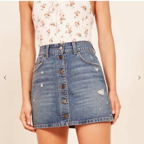 Reformation Dresses & Skirts - Reformation Button Front Denim Mini Skirt